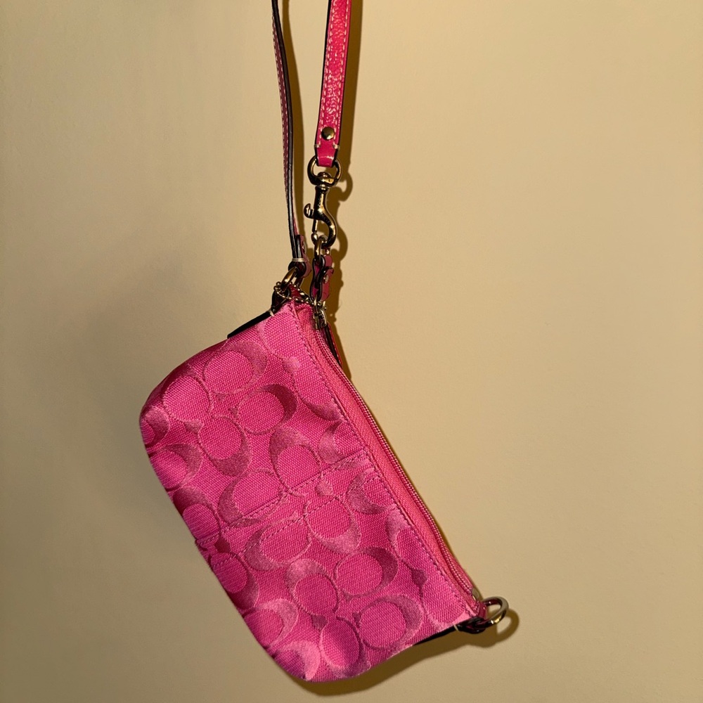 Coach Pink Embroidered Wristlet